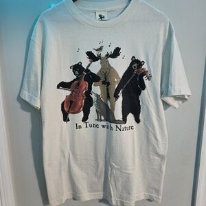 VINTAGE Hatley "In Tune with Nature" T-Shirt Size L Bear Moose Fox Animal Band